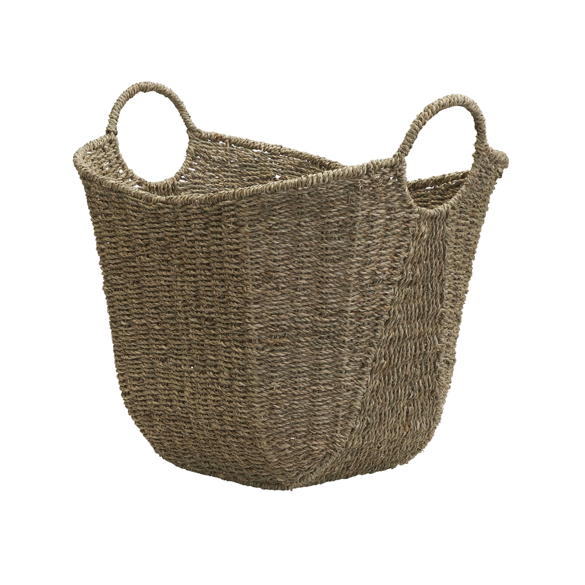 Natural Seagrass Oval Wicker Storage Basket with Handles