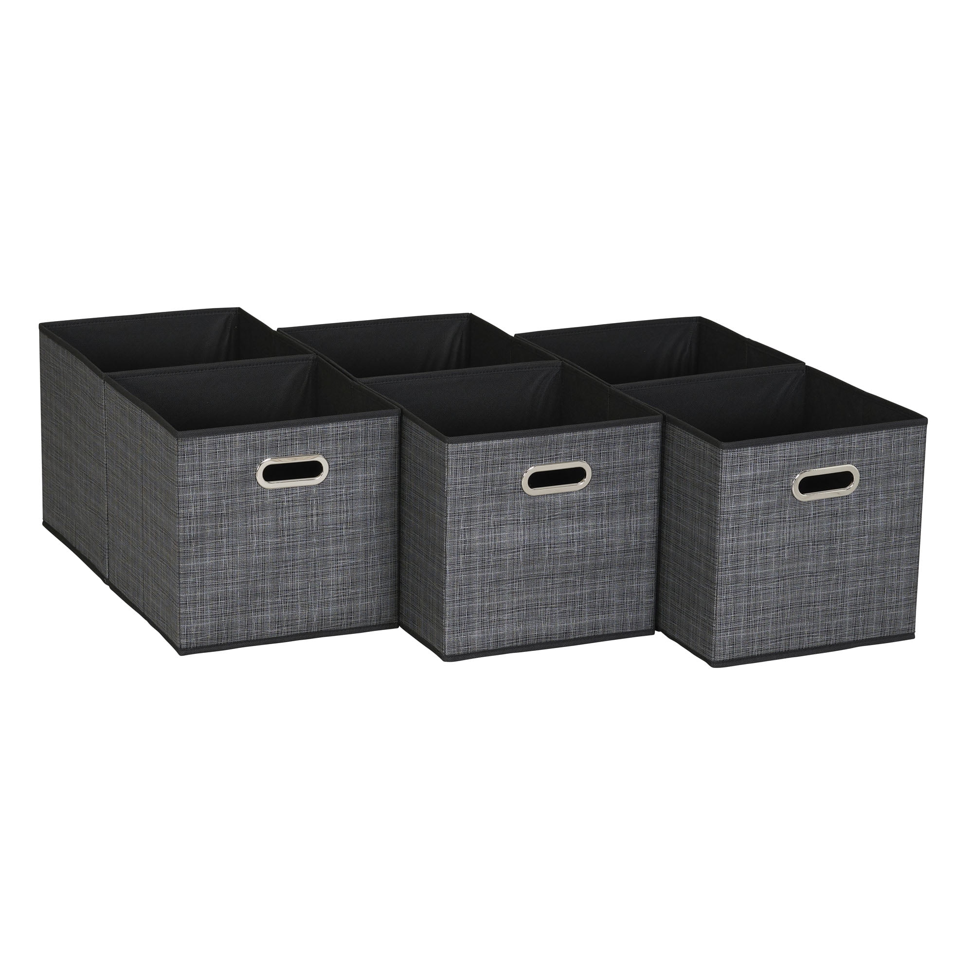 Casafield Set Of 6 Collapsible Fabric Storage Cube Bins, Black