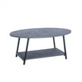thumbnail image 1 of Household Essentials Oval Coffee Table, 2 Tier Coffee Table with Storage Shelf, Angled Steel Legs and Faux Slate Finish, Slate Concrete, 1 of 2