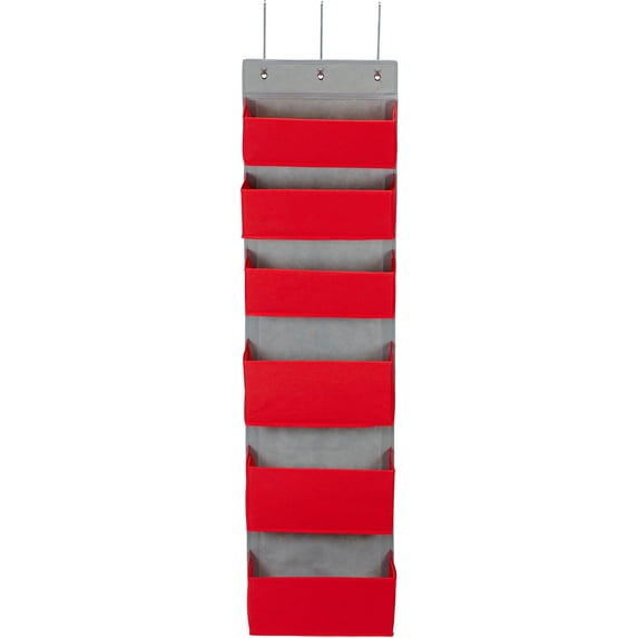 Household Essentials Over The Door Closet Organizer, Red and Gray
