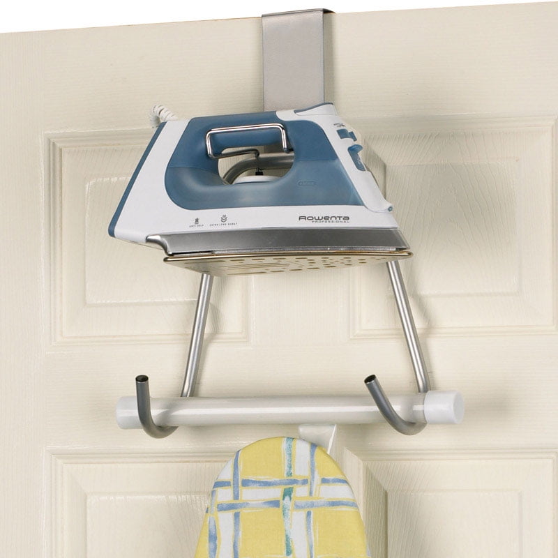 Chrome Over-The-Door Iron and Ironing Board Holder