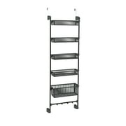HOUSEHOLD ESSENTIALS, LLC Household Essentials Over the Door Basket Storage Rack, Gray and Black