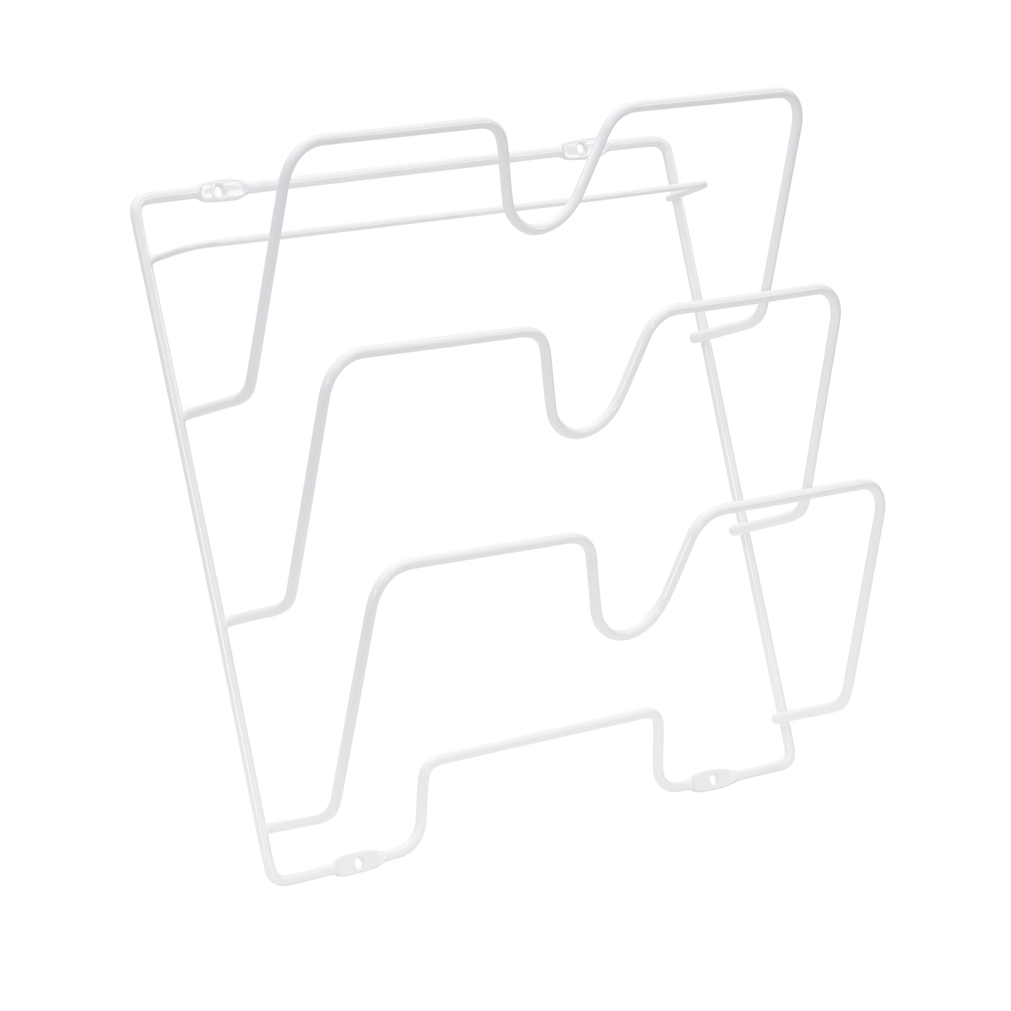 Household Essentials Oversized Cabinet Door Lid Holder, 3 Slots, Steel Wire Frame, White Powder Coating, Easy Installation, Hardware Included, Great for Larger Skillet Lids or Paper Bags