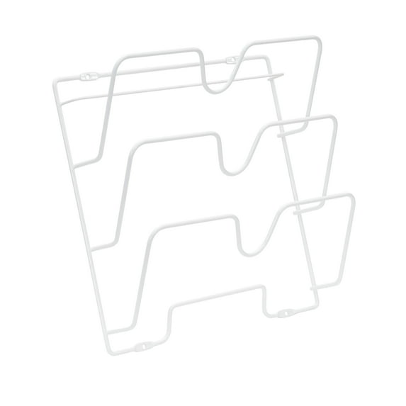 Household Essentials Oversized Cabinet Door Lid Holder, 3 Slots, Steel Wire Frame, White Powder Coating, Easy Installation, Hardware Included, Great for Larger Skillet Lids or Paper Bags