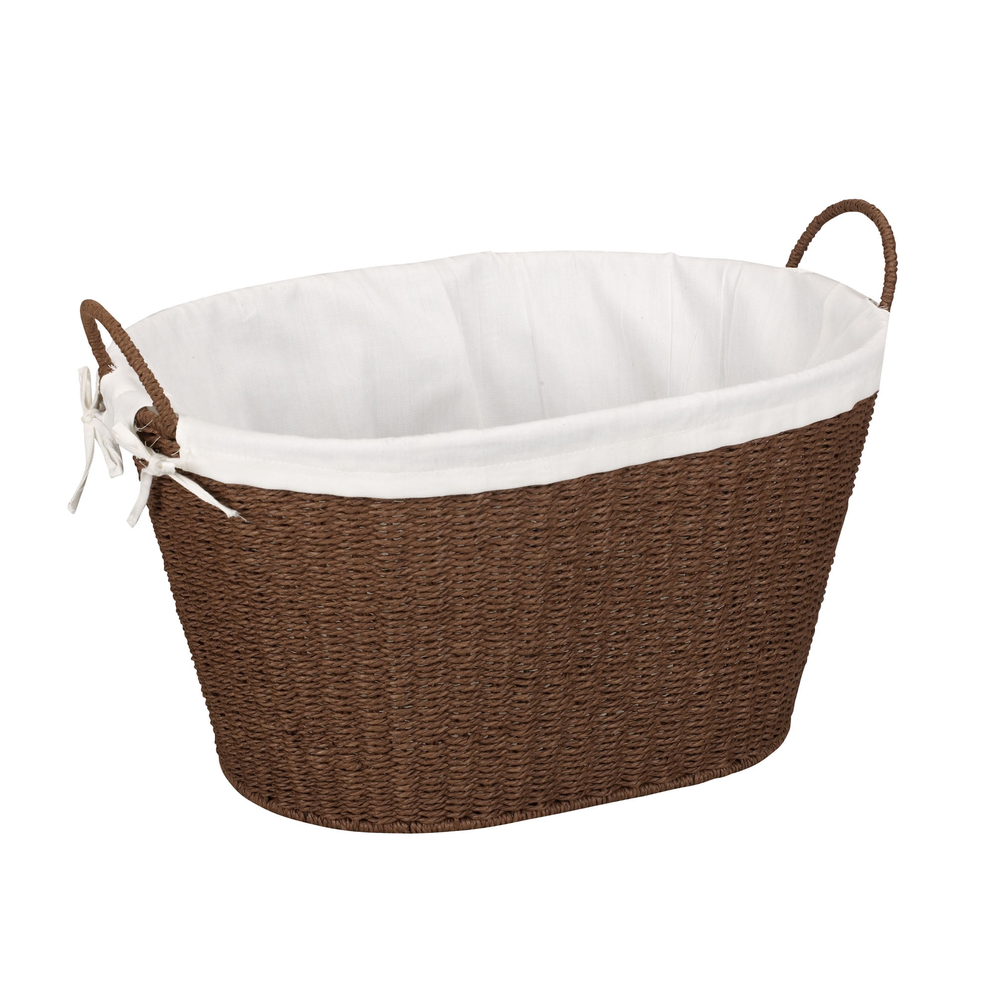 Brown Wicker Laundry Hamper with Removable Cotton Liner