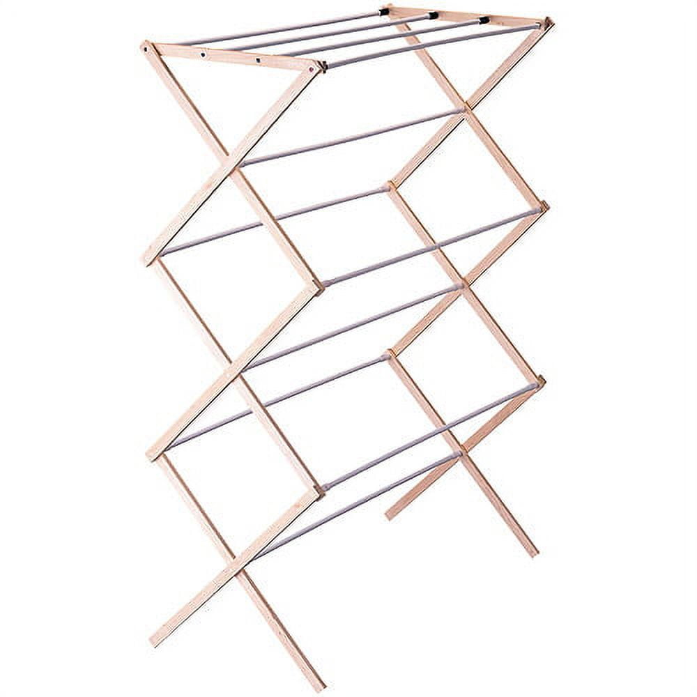 Collapsible Wooden Clothes Drying Rack with PVC Coated Dowels