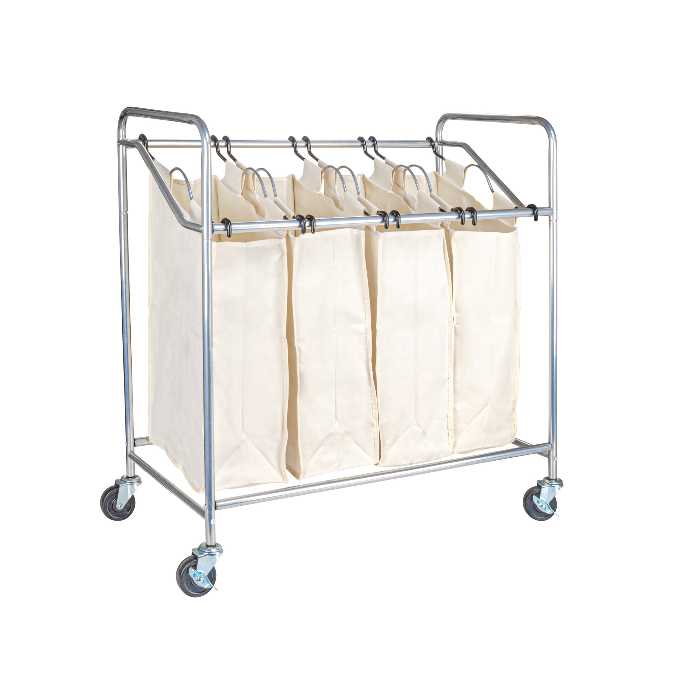 Chrome Quad Laundry Sorter with Removable Canvas Bags