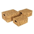 thumbnail image 1 of Household Essentials Rectangular Water Hyacinth Nesting Basket Set with Lid, Natural, Set of 3, 1 of 11