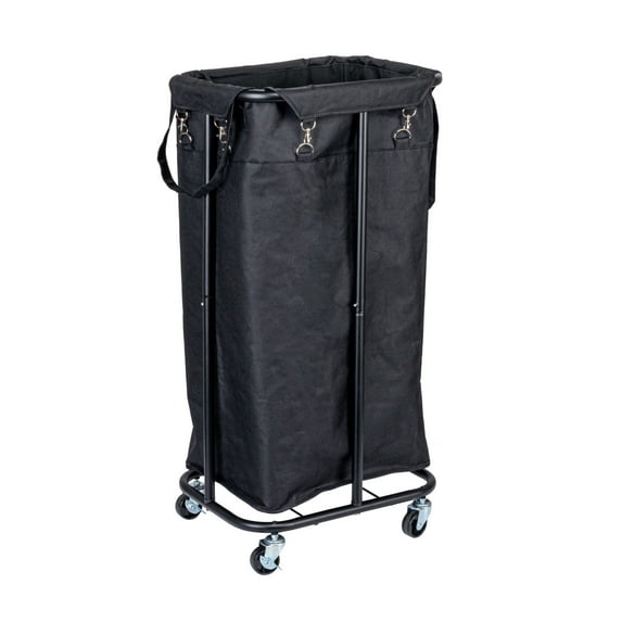Household Essentials Rolling Laundry Hamper, Black