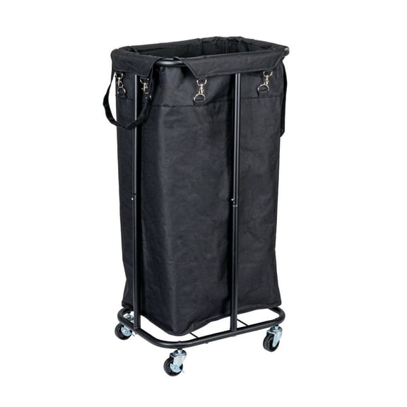 Household Essentials Rolling Laundry Hamper, Black
