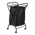 thumbnail image 1 of Household Essentials Rolling Laundry Hamper, Heavy Duty Canvas Bag, 2 Load Capacity, Foldable Frame, Black Bag with Velcro Fasteners, Black, 1 of 13