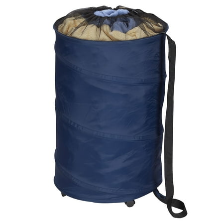 Household Essentials Rolling Pop-Up Laundry Hamper, Blue