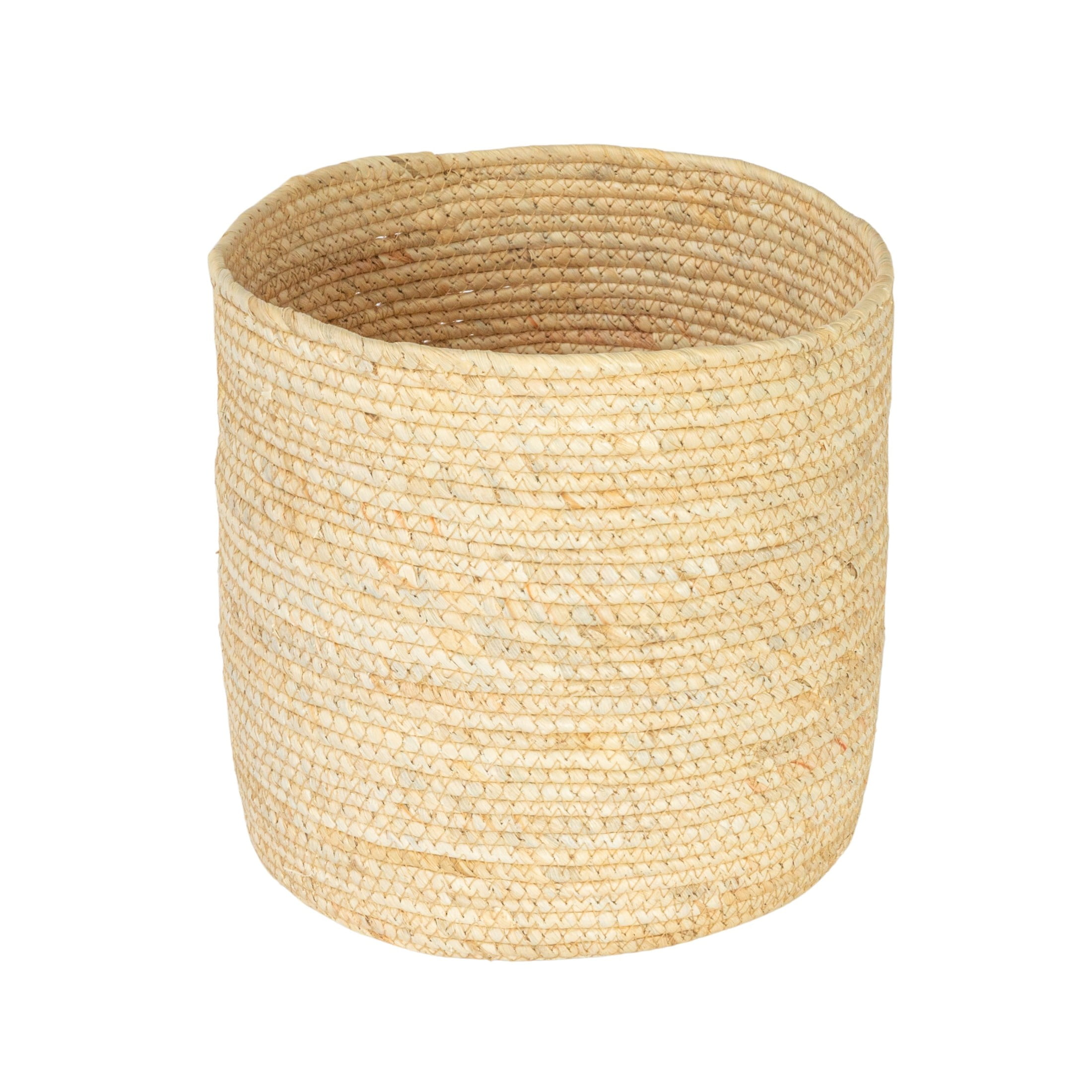 Natural Handwoven Corn Leaf Round Storage Basket