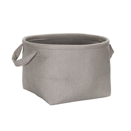 Household Essentials Round Laundry Bin, Soft-Sided Multipurpose Laundry Basket, Linen Lining and Short Handles, Gray