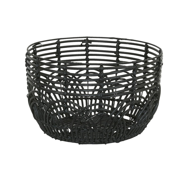 HOUSEHOLD ESSENTIALS Round Woven Wicker Basket with Handles ML