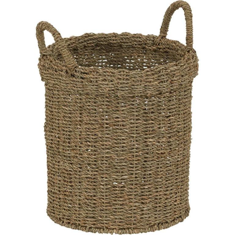 HOUSEHOLD ESSENTIALS Round Woven Wicker Basket with Handles ML