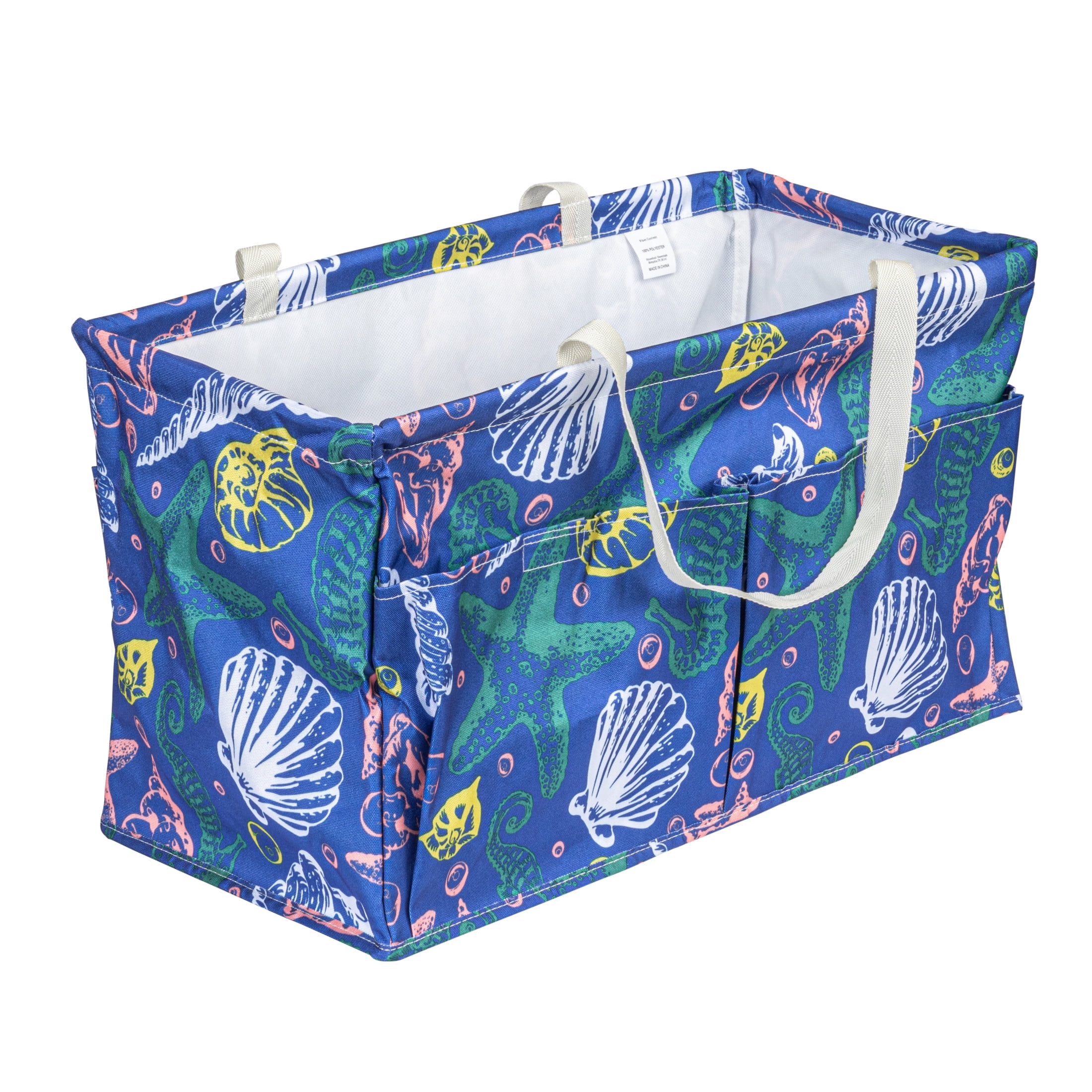 Household Essentials Sea Shell Krush Container All Purpose Utility Tote with Pockets