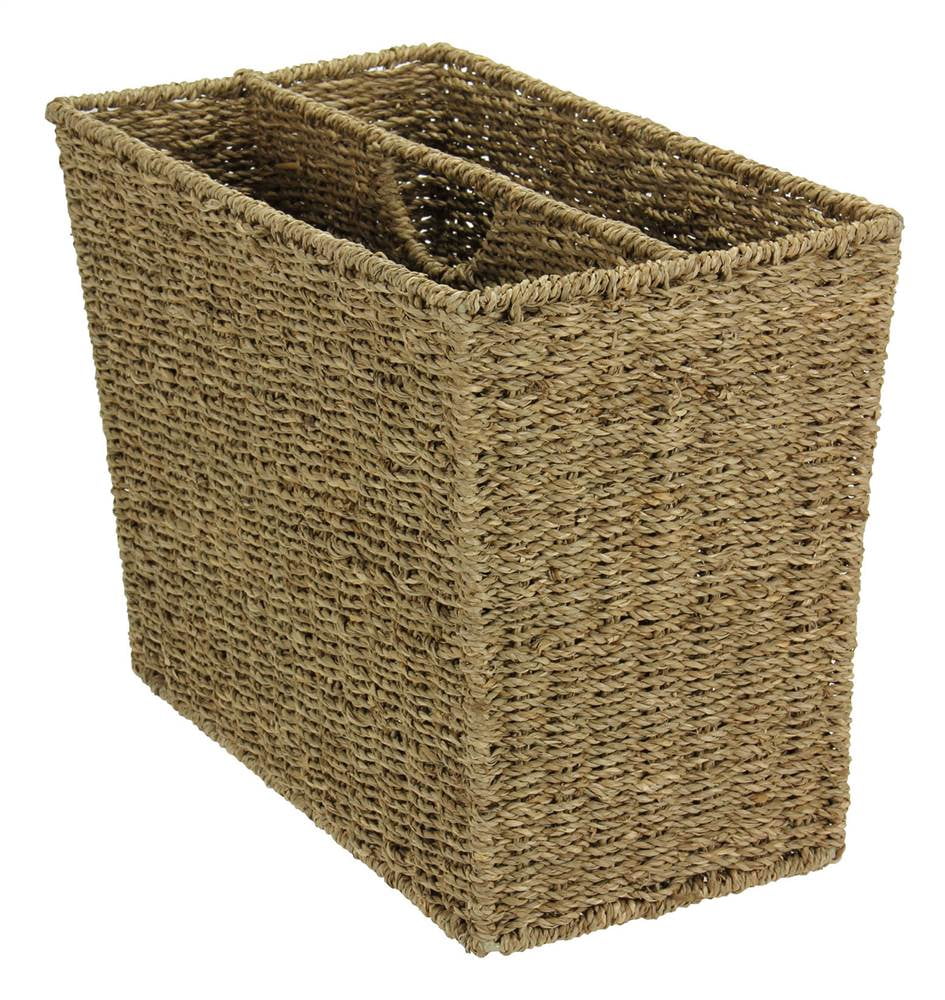 Natural Seagrass Freestanding Double Magazine Rack