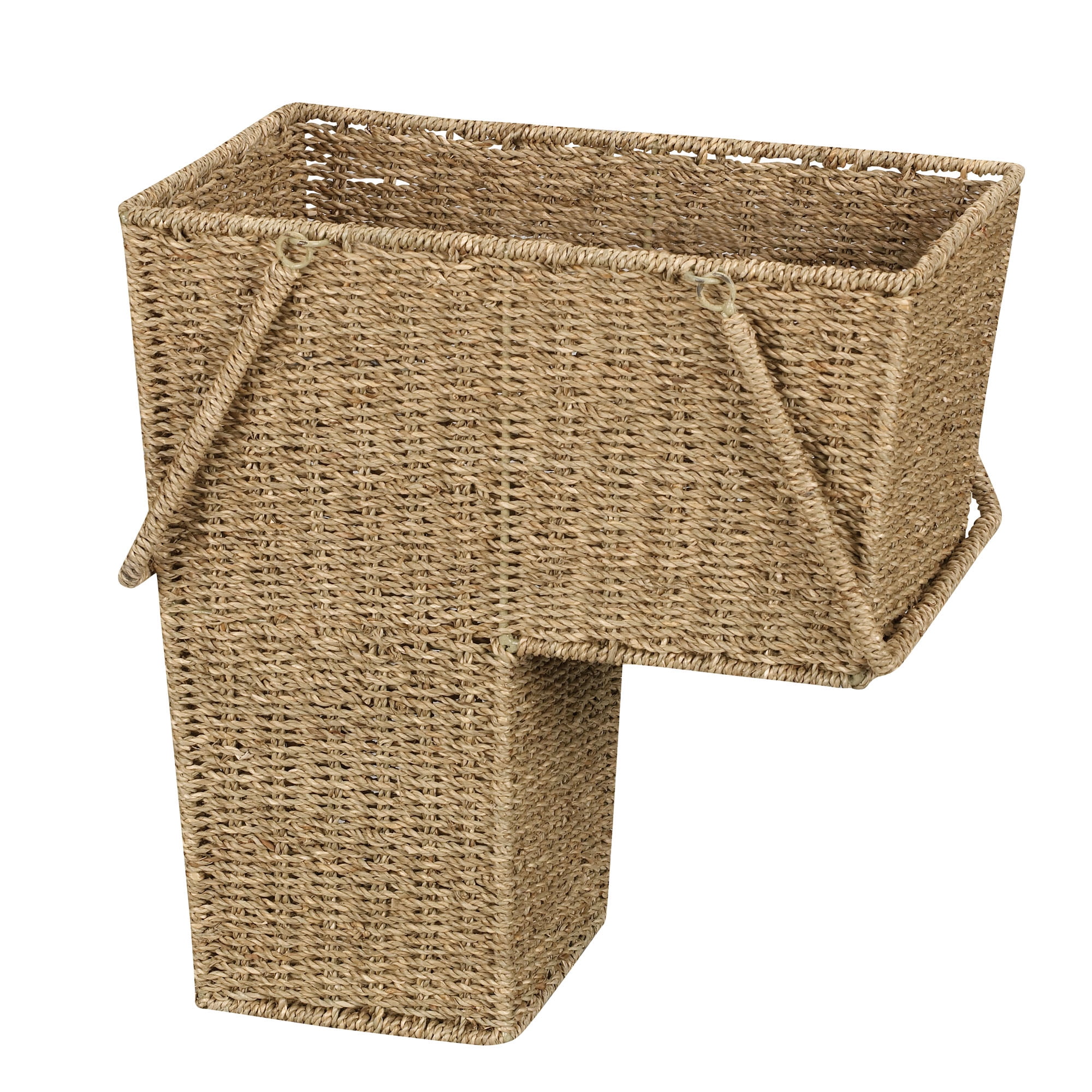 Natural Brown Seagrass Rectangular Stair Storage Basket