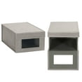 thumbnail image 1 of Household Essentials Small Drop Front Shoe Box 2 Pack, Shoe Organizer with Clear Front Panel, Sturdy with Soft Poly-Blended Linen, Gray, 1 of 12