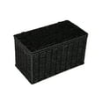 thumbnail image 1 of Household Essentials Small Handwoven Paper Rope Wicker Basket with Lid, Black, 1 of 10