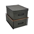 thumbnail image 1 of Household Essentials Stacking Storage Boxes with Laminate Top, Set of 2, Walnut, 1 of 11