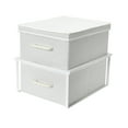 thumbnail image 1 of Household Essentials Stacking Storage Boxes with Laminate Top, Set of 2, White, 1 of 11