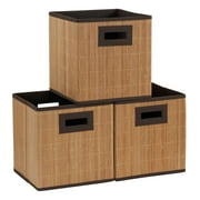 Household Essentials Storage Cubes, 3 Pack, Durable and Lightweight Bamboo Reeds, Attractive Woodgrain Texture, Decorative and Functional Design, Easy to Clean, Natural