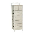 thumbnail image 1 of Household Essentials Victoria Dresser Tower Storage Organizer with 8 Drawers White Metal Frame and Coastal Oak Rustic Wood Grain Top, 1 of 7