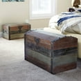 thumbnail image 1 of Household Essentials Large Wooden Storage Trunk, Weathered Wood with Paint Finish, Hinged Lid with Metal Accents, 1 of 4