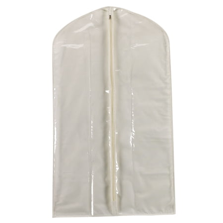 Household Essentials Suit Protector Garment Bag, Canvas Backing and Clear Front, Convenient Full-Length Zipper, Protection from Dust and Pests