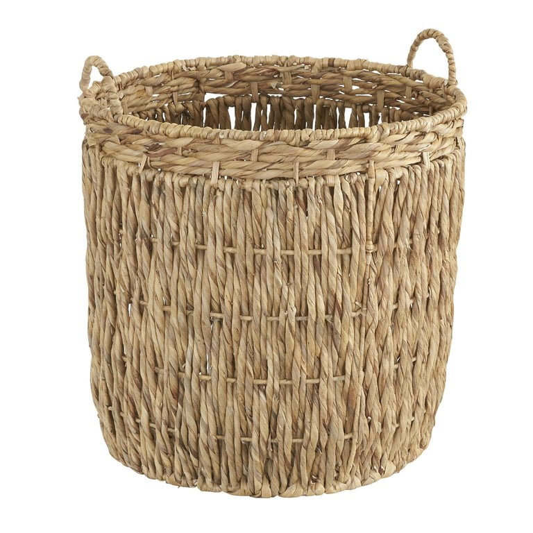 Household Essentials Natural Brown Wicker Storage Basket with Handles Large Paper Rope
