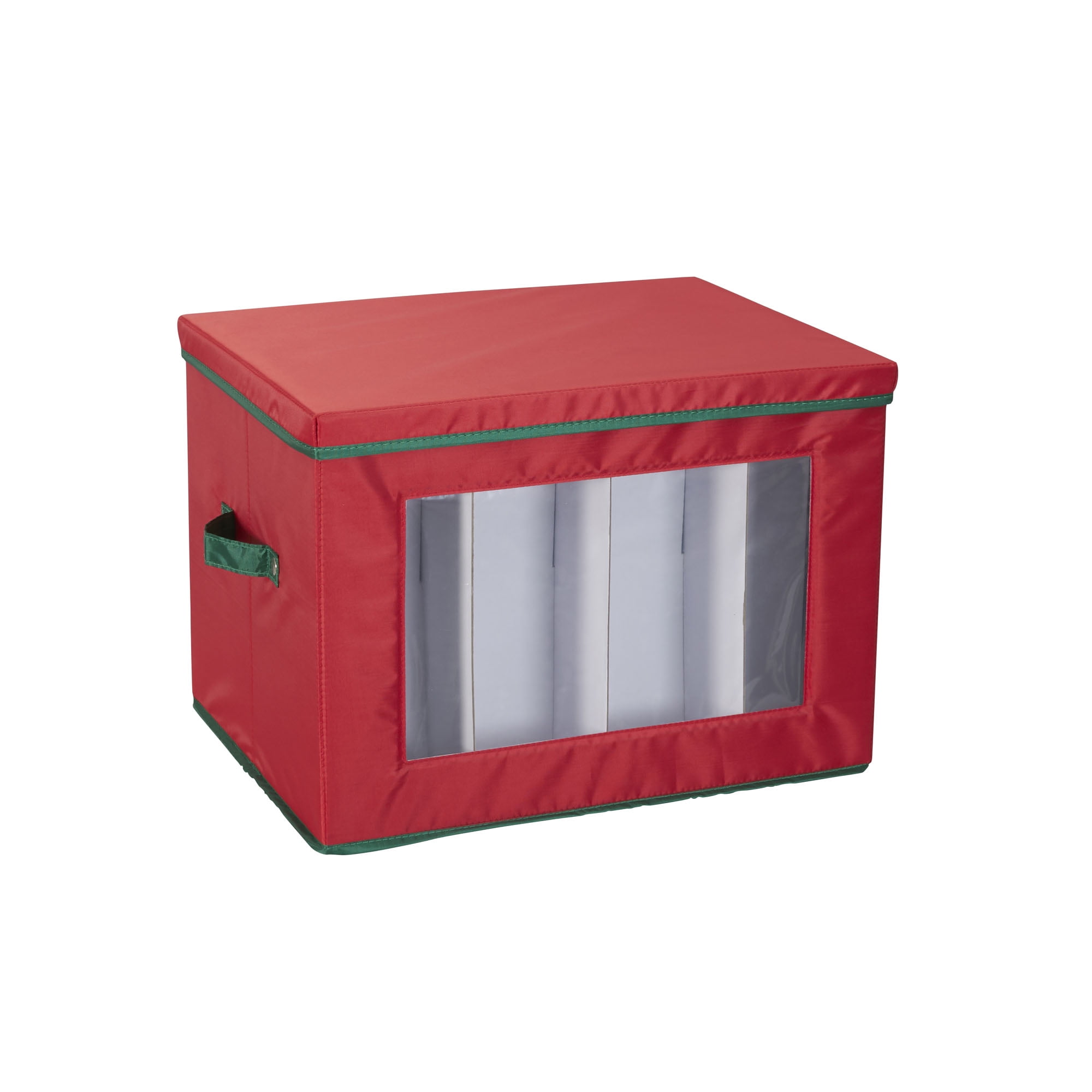 Red and Green Polyester Wine Storage Chest with Window Panel