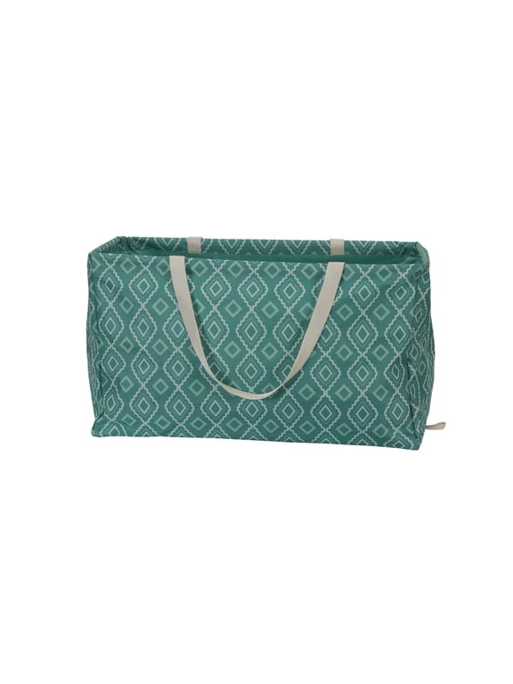 Rectangular Krush Container, All‑Purpose Utility Tote with Diamond Pattern, Teal