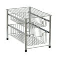 thumbnail image 1 of Household Essentials Two Basket Sliding Cabinet Organizer, Metal, Small, Free Standing - No Installation Necessary, Silver Finish, 1 of 6
