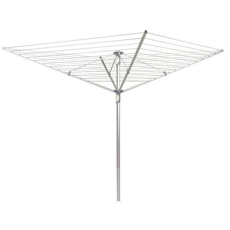 Household Essentials Umbrella Clothesline Dual Height Dryer, Sturdy and Weather-proof Aluminum, 192 Feet of Hanging Line, Quick Setup, Fully Strung, Perfect for Outdoor Drying, Silver
