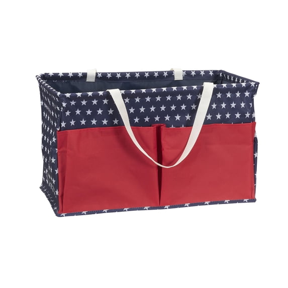 Household Essentials Red, White, and Blue Krush Container All-Purpose Utility Tote with Pockets