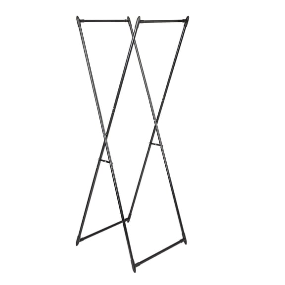 Household Essentials Valet Folding Clothes Rack, Strong Metal X-Frame, Chic Design, Great for Guest and Dressing Rooms, Portable and Easy to Use, Folds Flat, Black