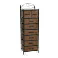thumbnail image 1 of Household Essentials Victoria Dresser Tower Storage Organizer with 8 Brown Drawers Black Metal Frame and Mid Century Walnut Wood Grain Top, 1 of 7