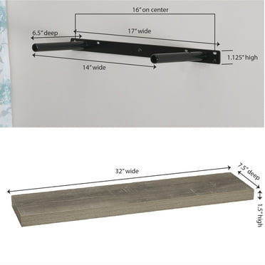 Household Essentials Wall Mounted Floating Shelf, Ashwood Woodgrain Finish