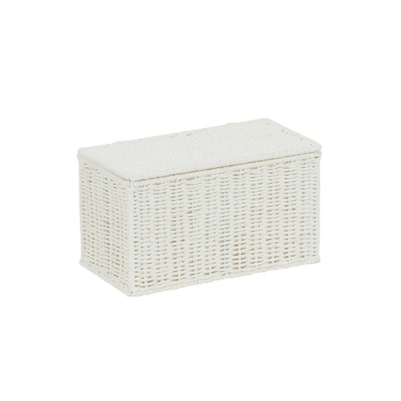 Household Essentials Small Wicker Basket with Lid, Multipurpose Storage Basket for Bathrooms, Shelves, Desks, Vanities, Closets and More
