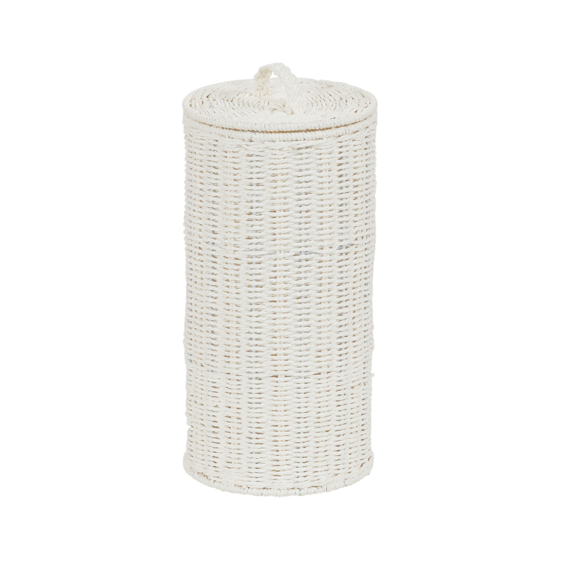 Household Essentials Wicker Toilet Paper Holder with Lid, Fits up to 4 Mega Size Rolls, Stylish Bathroom Organization for Extra Toilet Paper Rolls