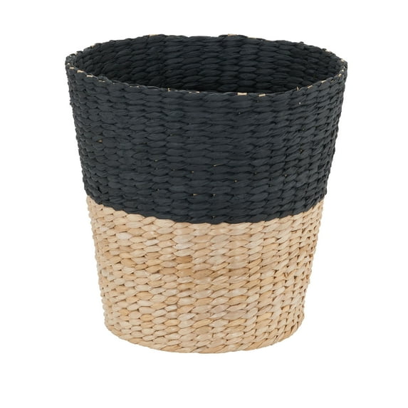 Household Essentials Wicker Waste Basket, 2-tone Hyacinth Waste Bin for Bathroom, Bedroom, Office