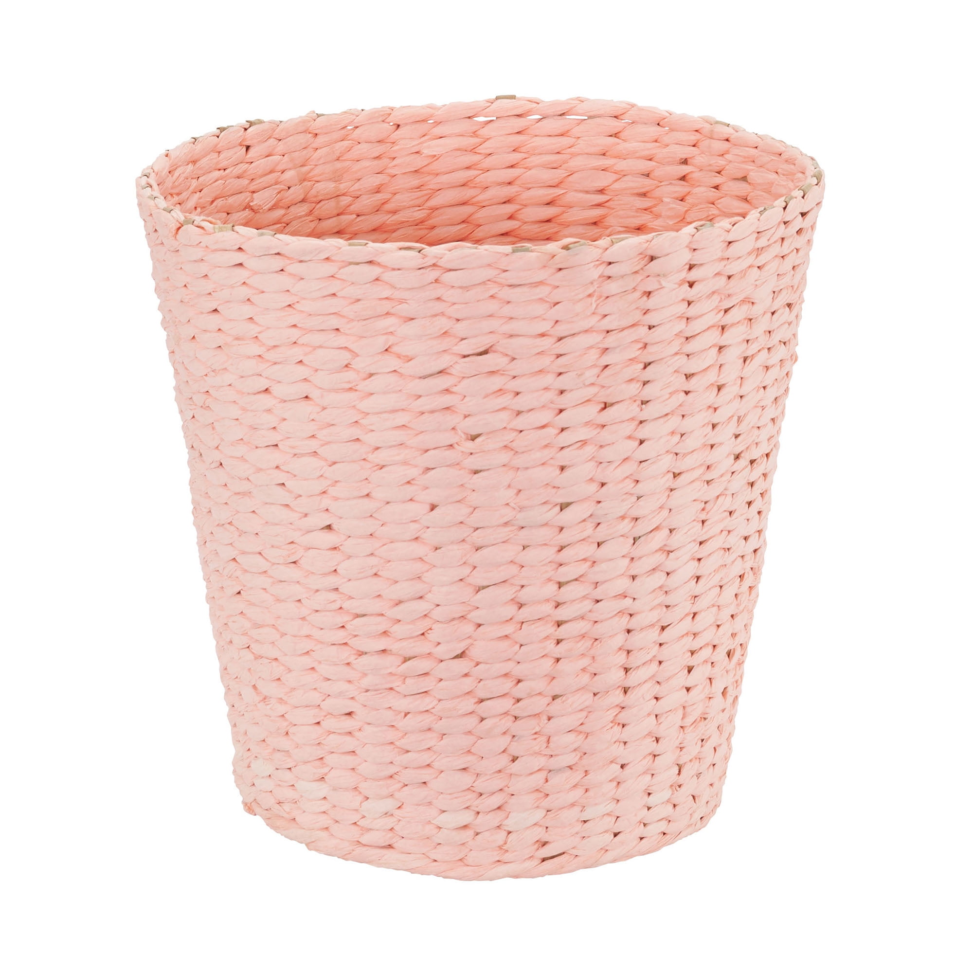 Pink Woven Paper Rope Waste Basket for Bathroom