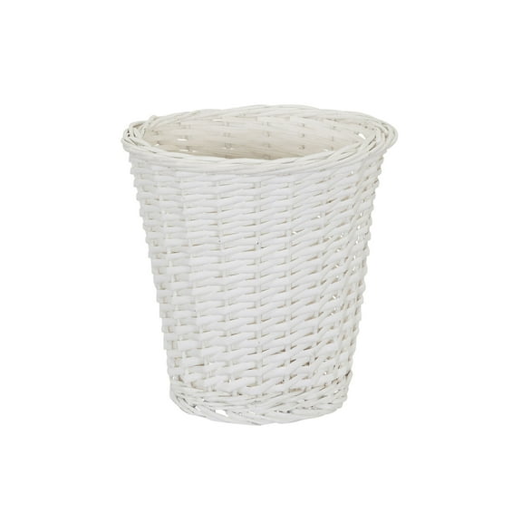 Household Essentials Wicker Waste Basket, Willow Weave Painted White, Includes Plastic Liner, Great as a Waste Basket or Decorative Planter, White