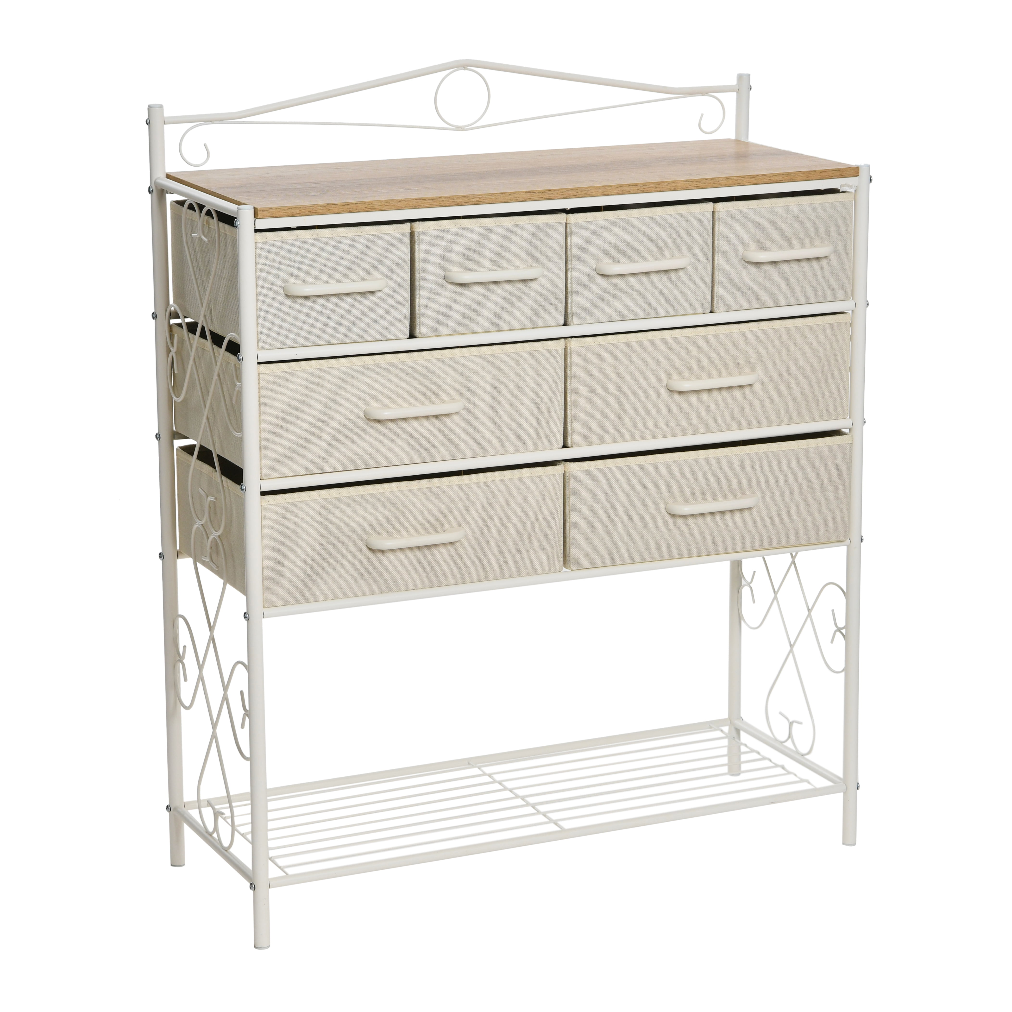Household Essentials Wide Dresser with Storage Rack, Victorian Metal ...