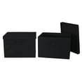 thumbnail image 1 of Household Essentials Wide Storage Box With Lid Box, 15”x15”x10”, Canvas Sides With Cardboard Reinforcement, Ideal Closet Storage Solution, Includes Handle for Easy Access, Black, 1 of 9