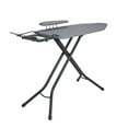 thumbnail image 1 of Household Essentials Wide Mega Ironing Board 4-Leg, Heat-Resistant Fiber Pad and Cotton Cover, Sleeve Board and Iron Rest with Hanger Bar, Matte Black Frame, Grey Cover, 1 of 13