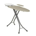 thumbnail image 1 of Household Essentials Wide Mega Ironing Board 4-Leg, Steel Top Pressing Station, Heat-Resistant Fiber Pad and Cotton Cover, Includes Sleeve Board and Iron Rest with Hanger Bar, Silver Frame, 1 of 11
