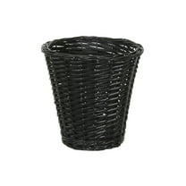 Household Essentials Wicker Waste Basket, Willow Weave Painted Black, Includes Plastic Liner, Great as a Waste Basket or Decorative Planter, Black